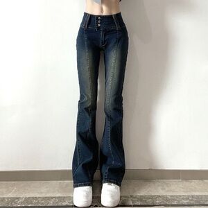 YesStyle Women's Dark Wash High Waisted Denim Jeans